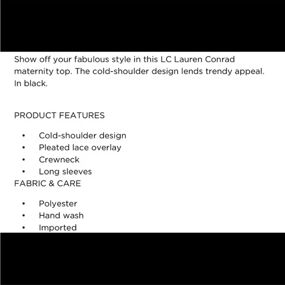 LAUREN CONRAD MATERNITY Black Lace Open-Shoulder Top NWT | Size XL - Picture 10 of 14